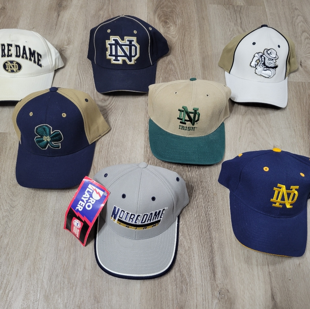 Vintage lot of 7 notre dame hats